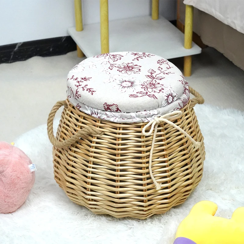 Willow laundry basket, storage artifact, multifunctional storage stool,Easy to carry 1