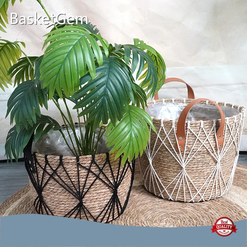 Straw Plant Pot - - BasketGem 1