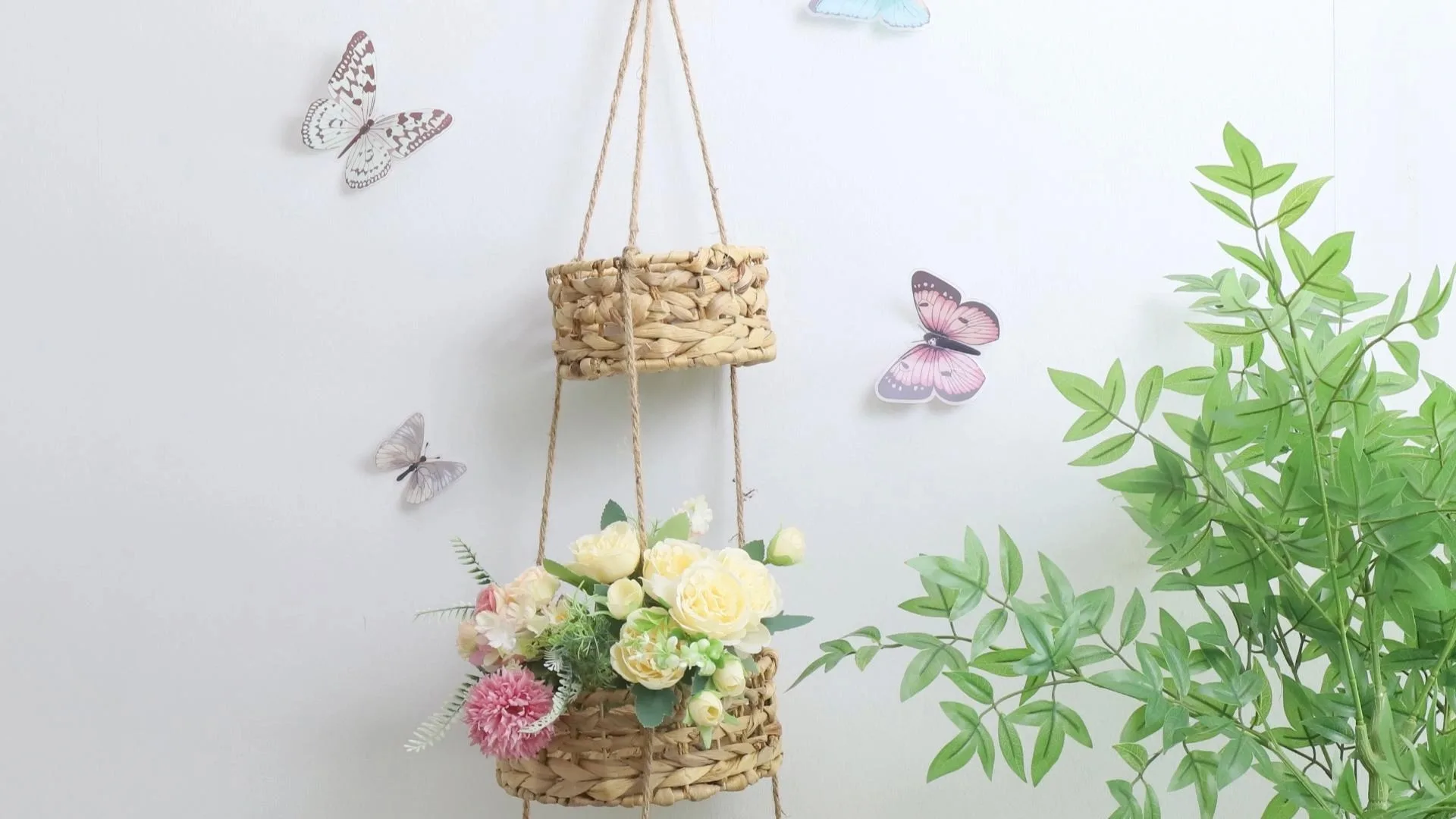 Vaso da fiori sospeso in tessuto naturale Traspirante e resistente all&39;umidità personalizzabile Cesto universale per piante da interno ed esterno 1