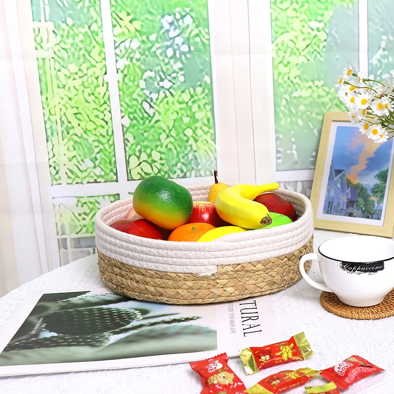 Stroh obst korb runde form zwei größen küche sammlung korb 1
