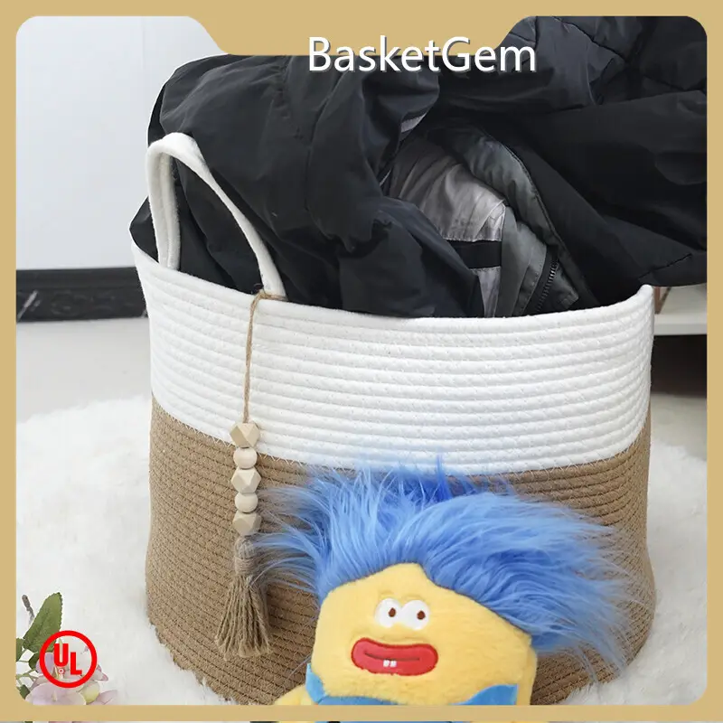 Cotton Rope Laundry Basket - - BasketGem-1 1