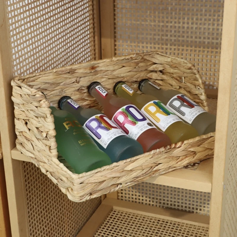 Straw storage baskets are suitable for storing cosmetics and books 1