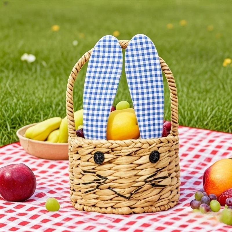Basketgem cute rabbit shape Straw fruit basket can be customized wholesale 1