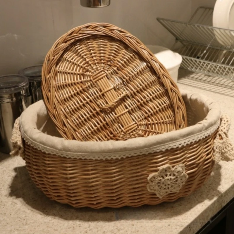 Willow storage baskets kitchen storage baskets with flower decorations in two sizes 1