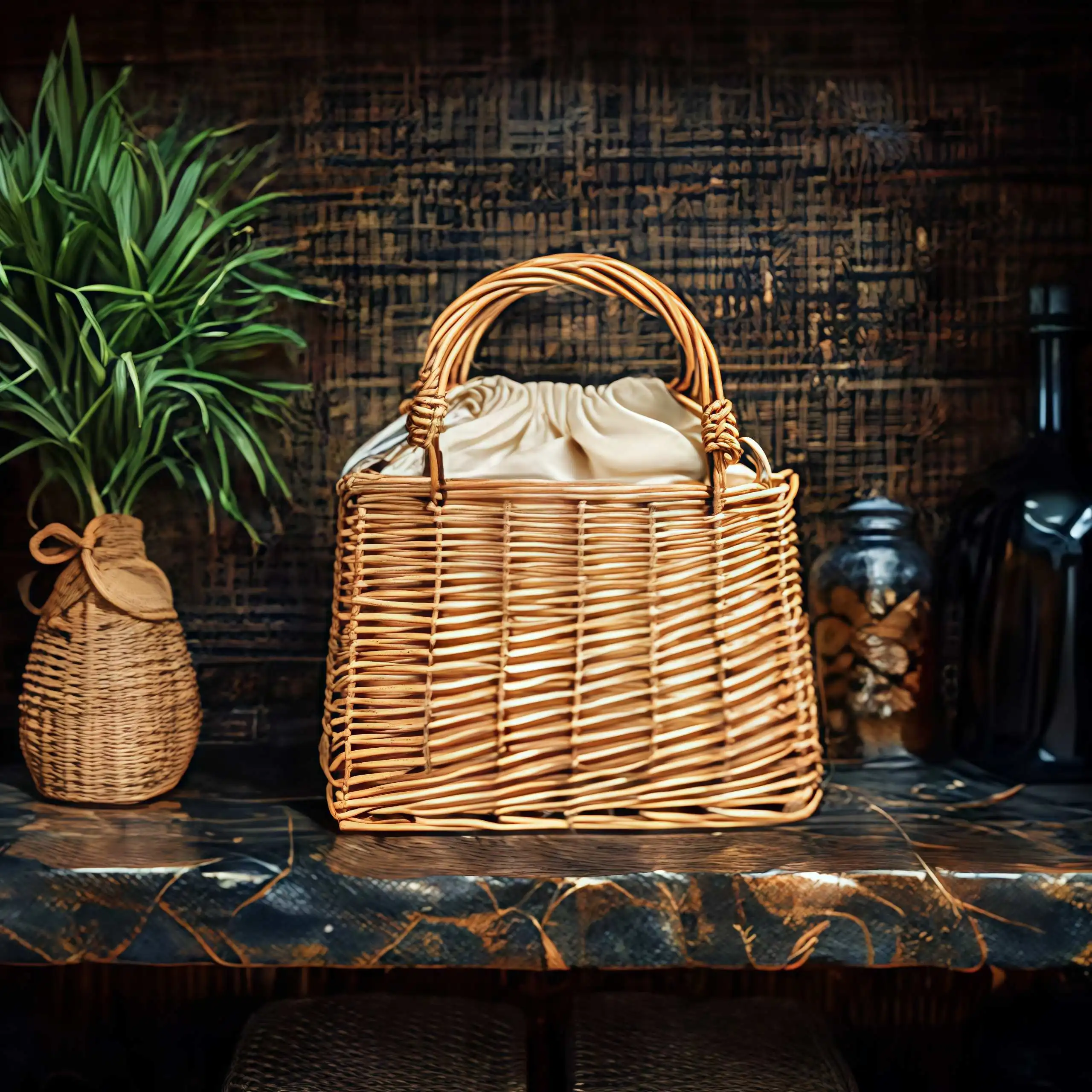 basketgem Wicker Handbag Women's handbag with lining Support ODM and OEM 1