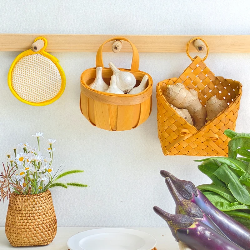 Lovely and cute Wooden Wall Basket bow knot design- storage basket 1