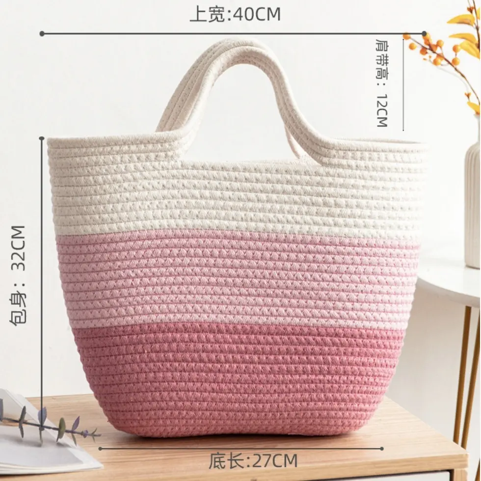 Crochet Cotton Tote Bag Cotton Weaving Wholesale - BasketGem 5