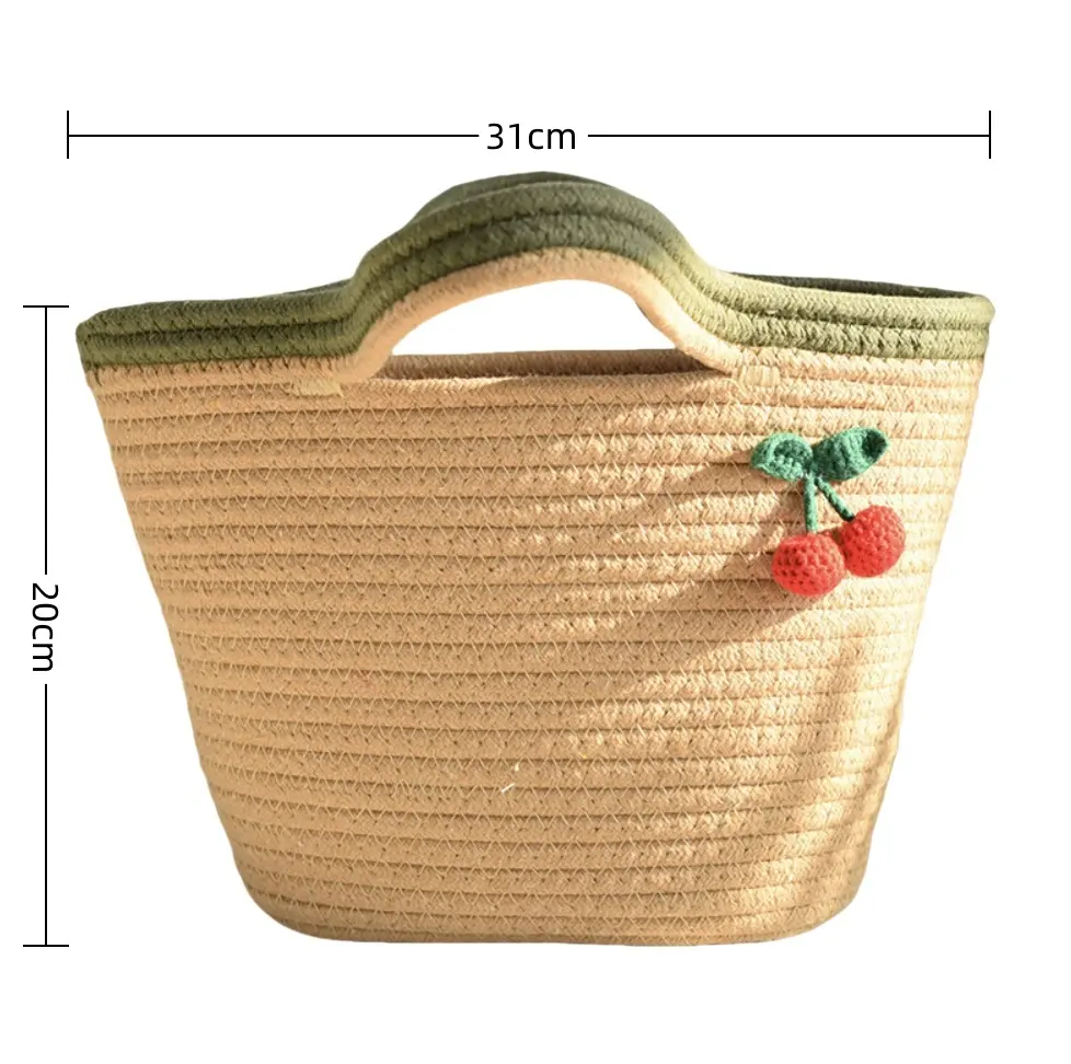 Custom Cotton Crochet Bag Cotton Weaving Wholesale - BasketGem 4