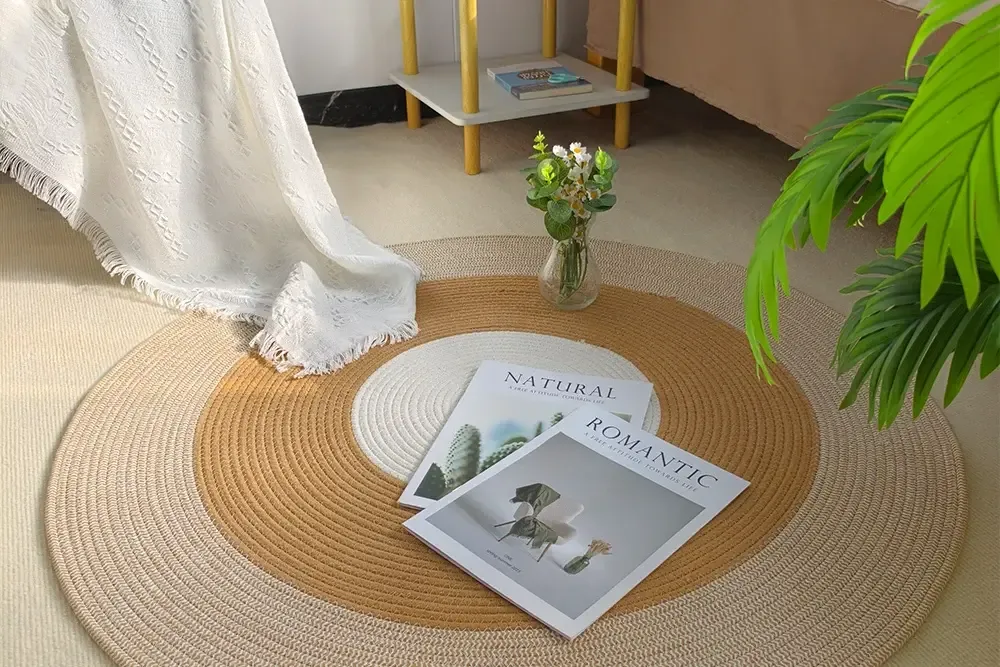 Simple round cotton rope rug with three sizes-Basket Gem 1