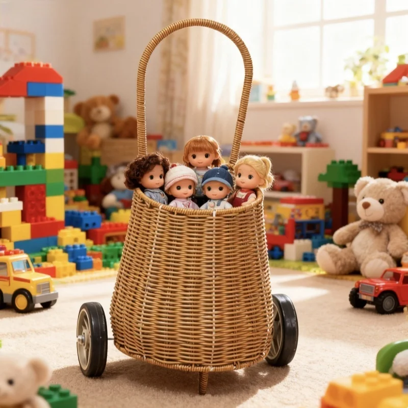 Wicker Children's Stroller Children's Wicker Storage Basket 1