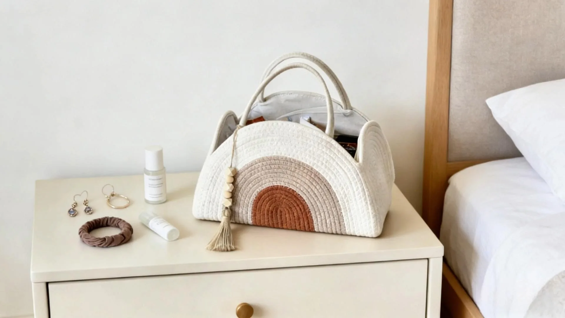 コットンロープバスケットポータブル特別な形状コントラストカラーデザイン多機能ストレージ 1