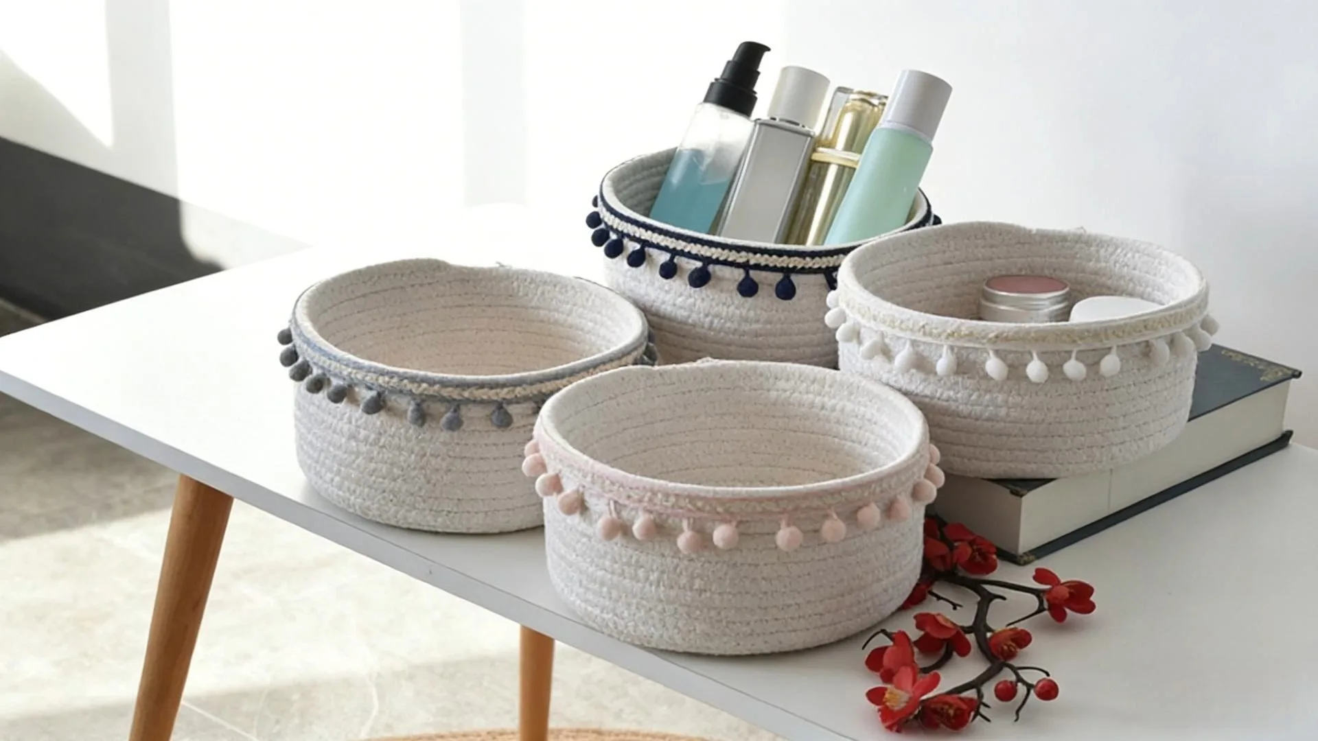 Cotton-woven storage basket, multiple colors available, wholesale is acceptable, Basket Gem 1