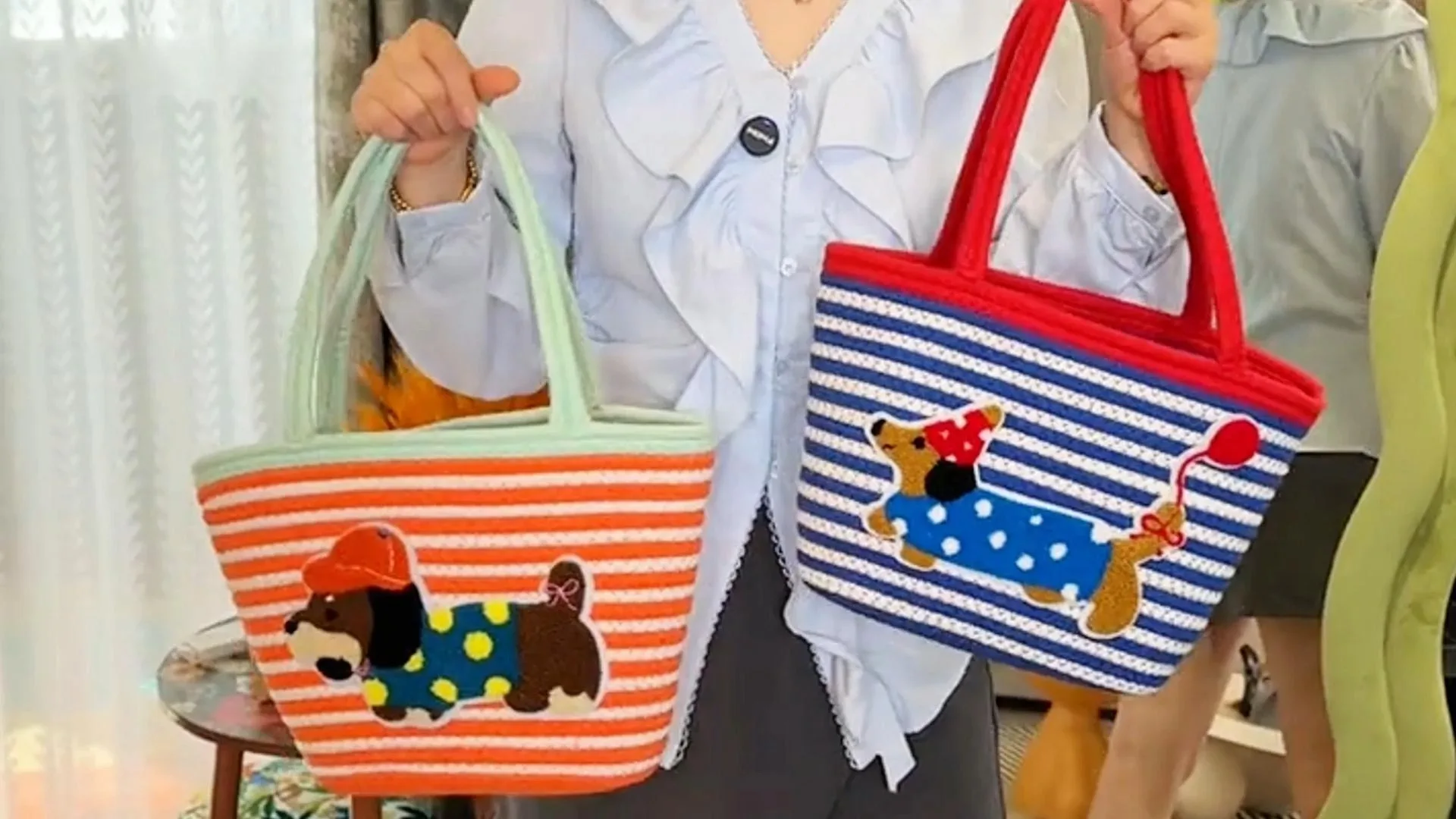 Bolso para niños de algodón bolso de rayas bolso de compras para niños 1