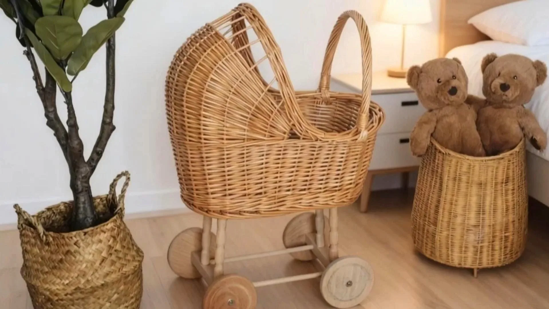 Orman tarzı hasır bebek arabası çocuk yürüteci 1