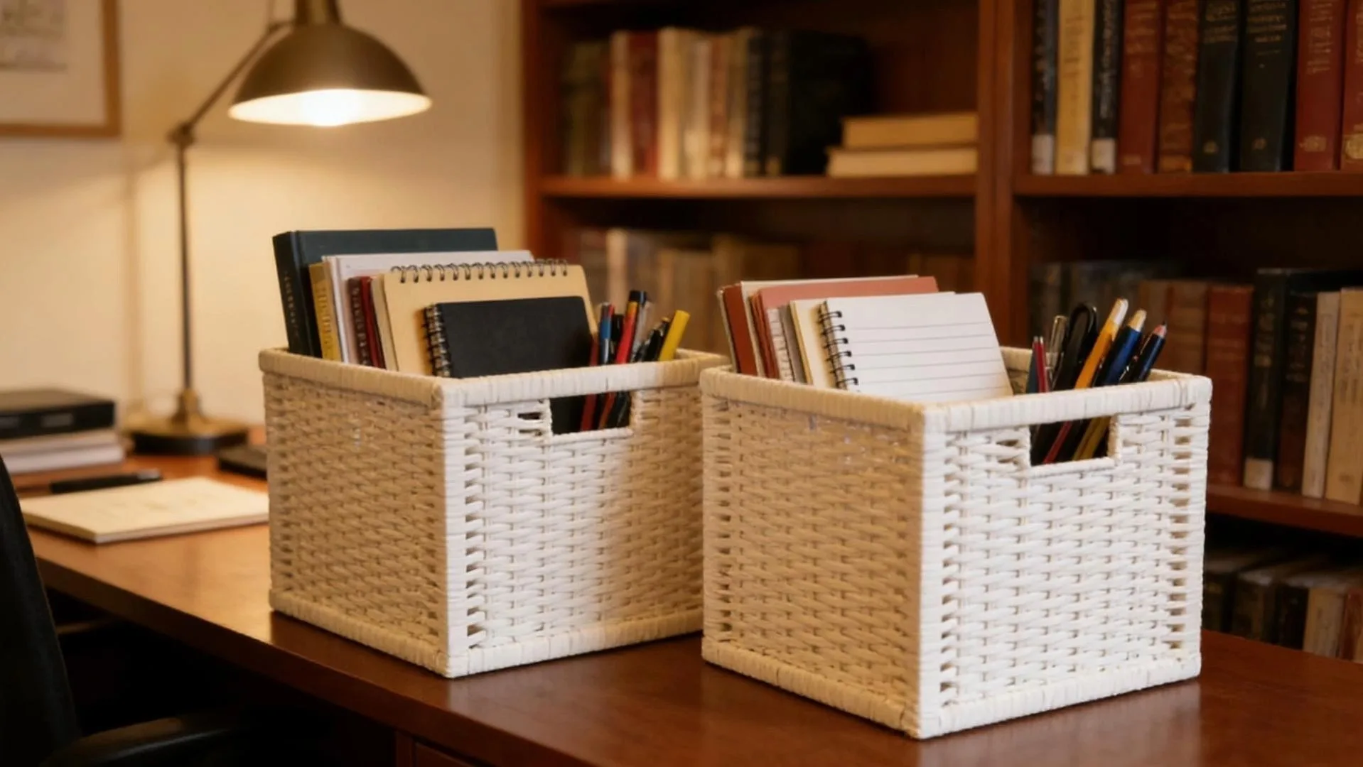 Square Willow storage baskets wood color double side handle design 1