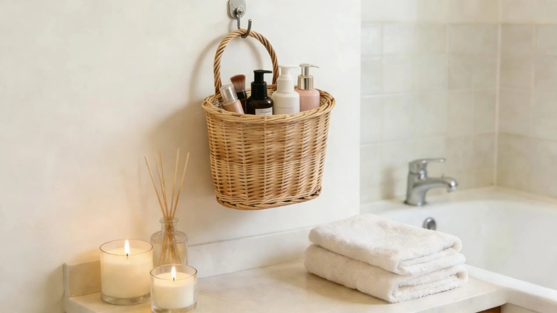 Willow storage baskets wall-mounted storage baskets natural wood color simple design 1