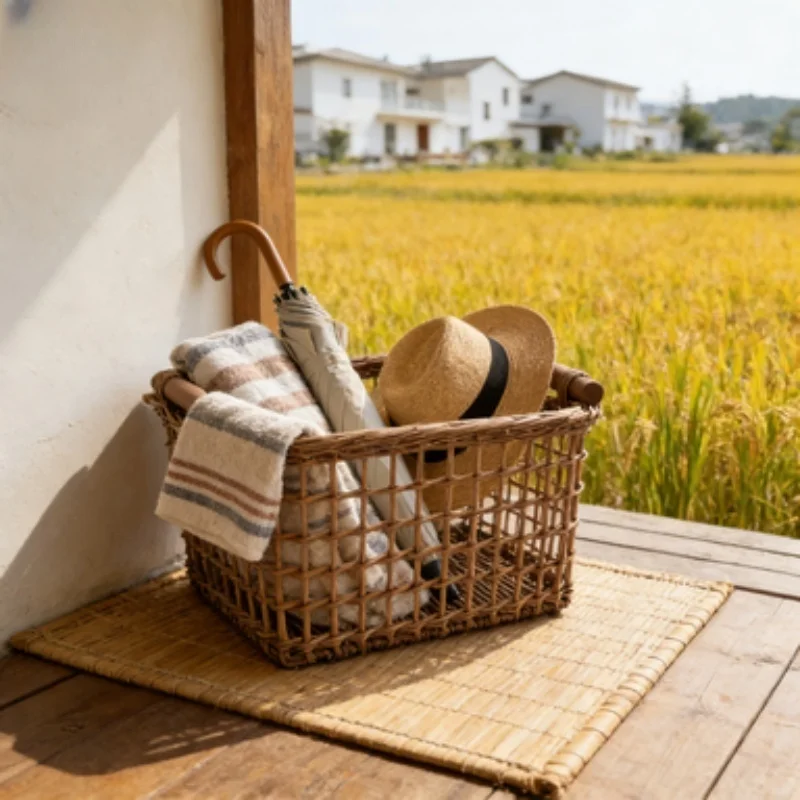 Custom Wicker Storage Basket with Wooden Handles for Hotels & Homestays 1