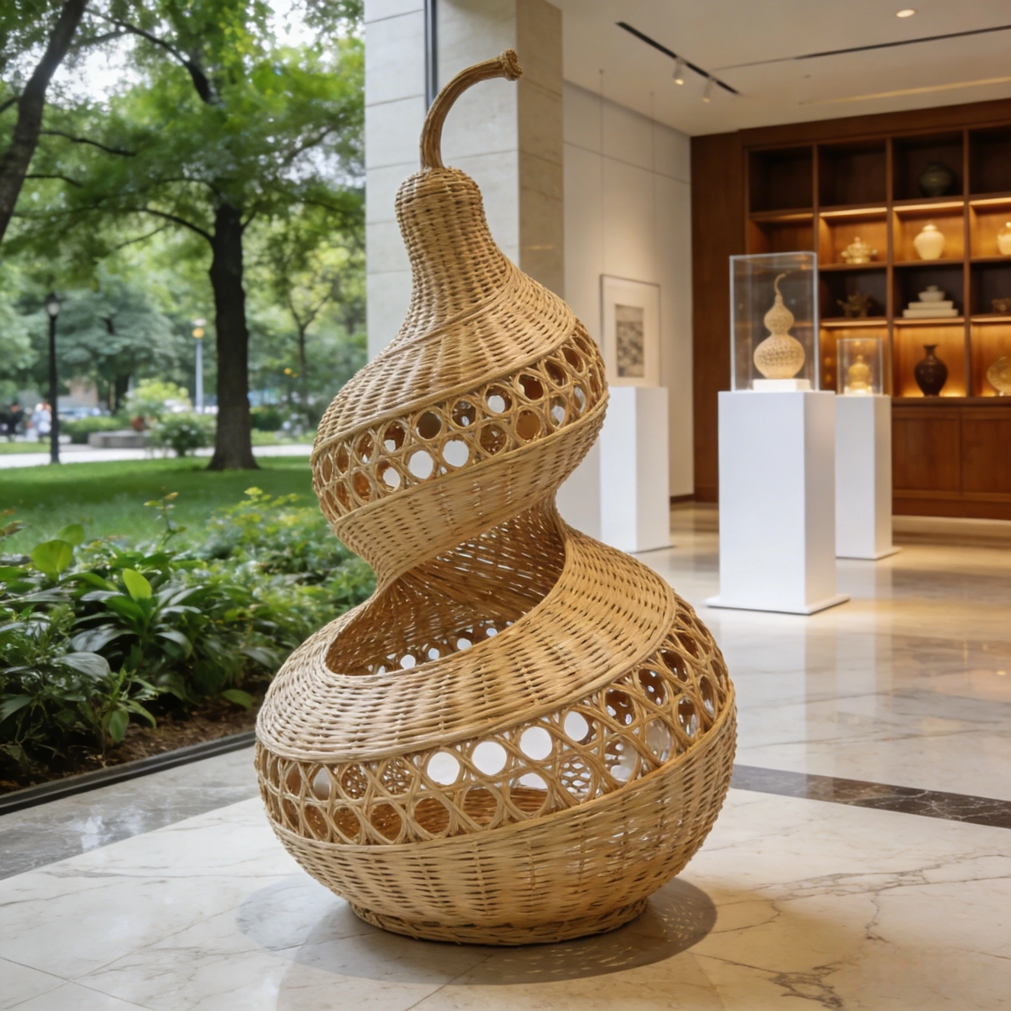 Custom Wicker Gourd Lamp Decor Handmade Spiral Design, Size Color Pattern Custom 1