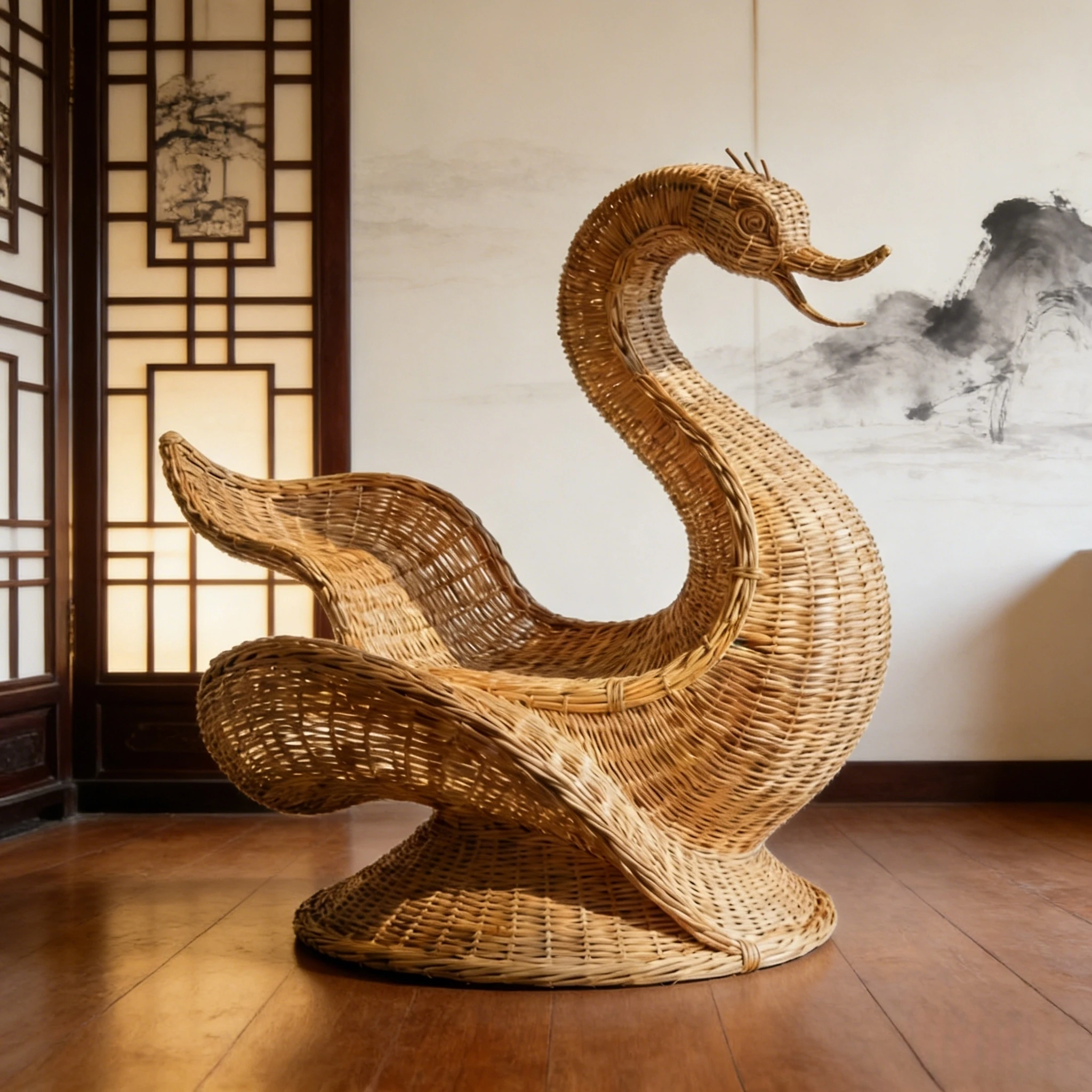 Custom Wicker Swan Sculpture for Interior & Garden Decor, Size Color Style Made to Order 1