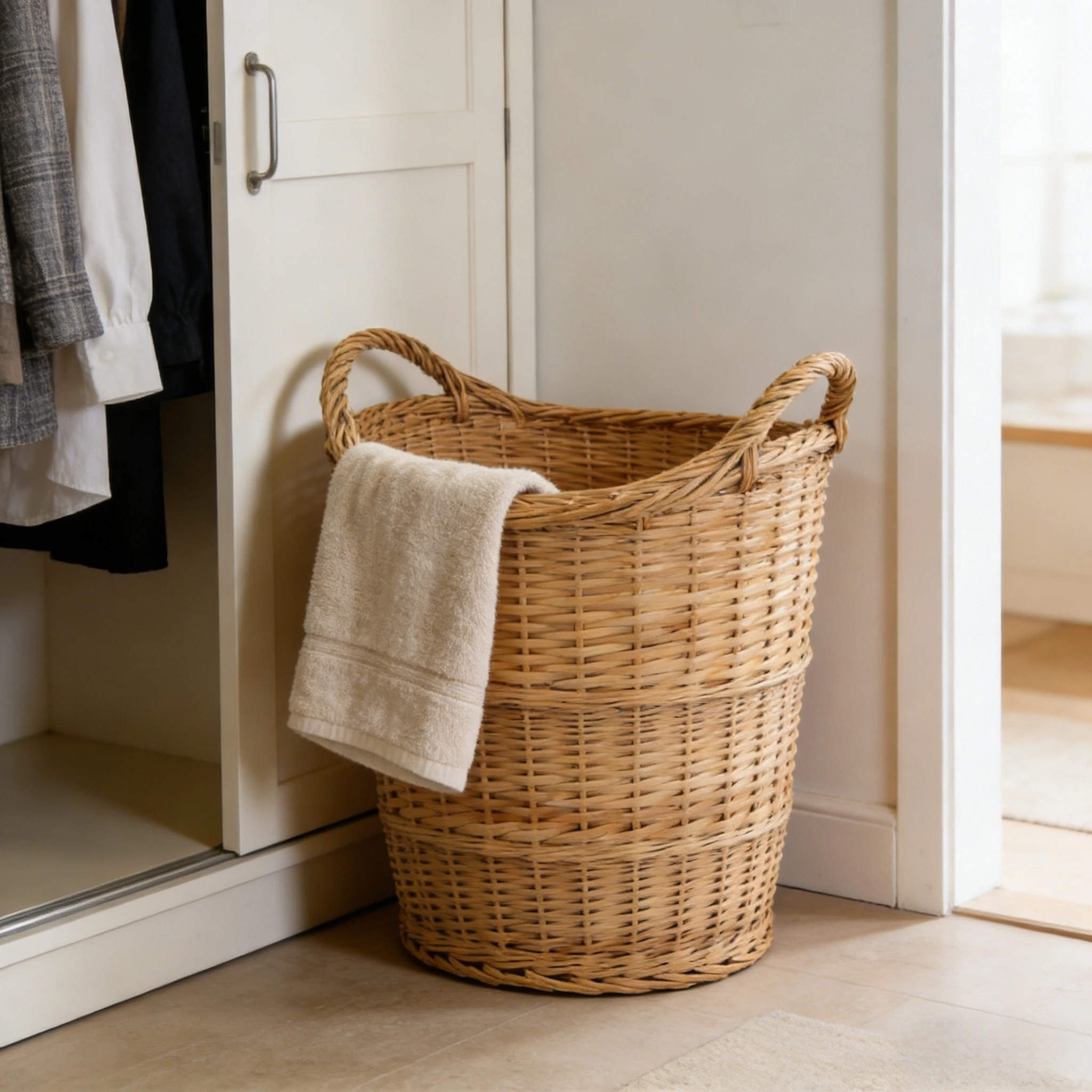 Anpassad rottingtvättkorg med handtag Handgjord stor förvaringskorg 1