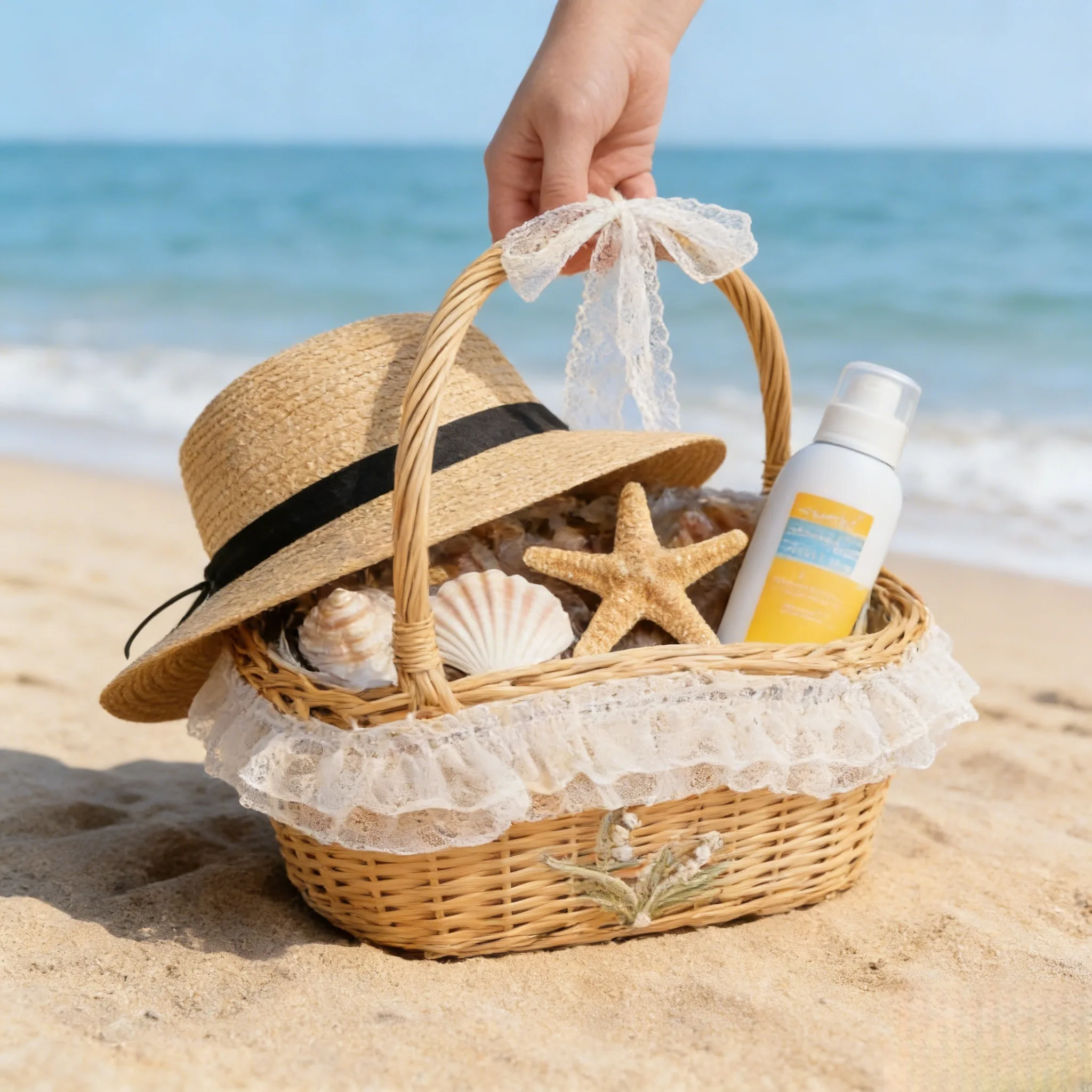 Custom Wicker Lace Basket with Handle – Size & Color Options 1