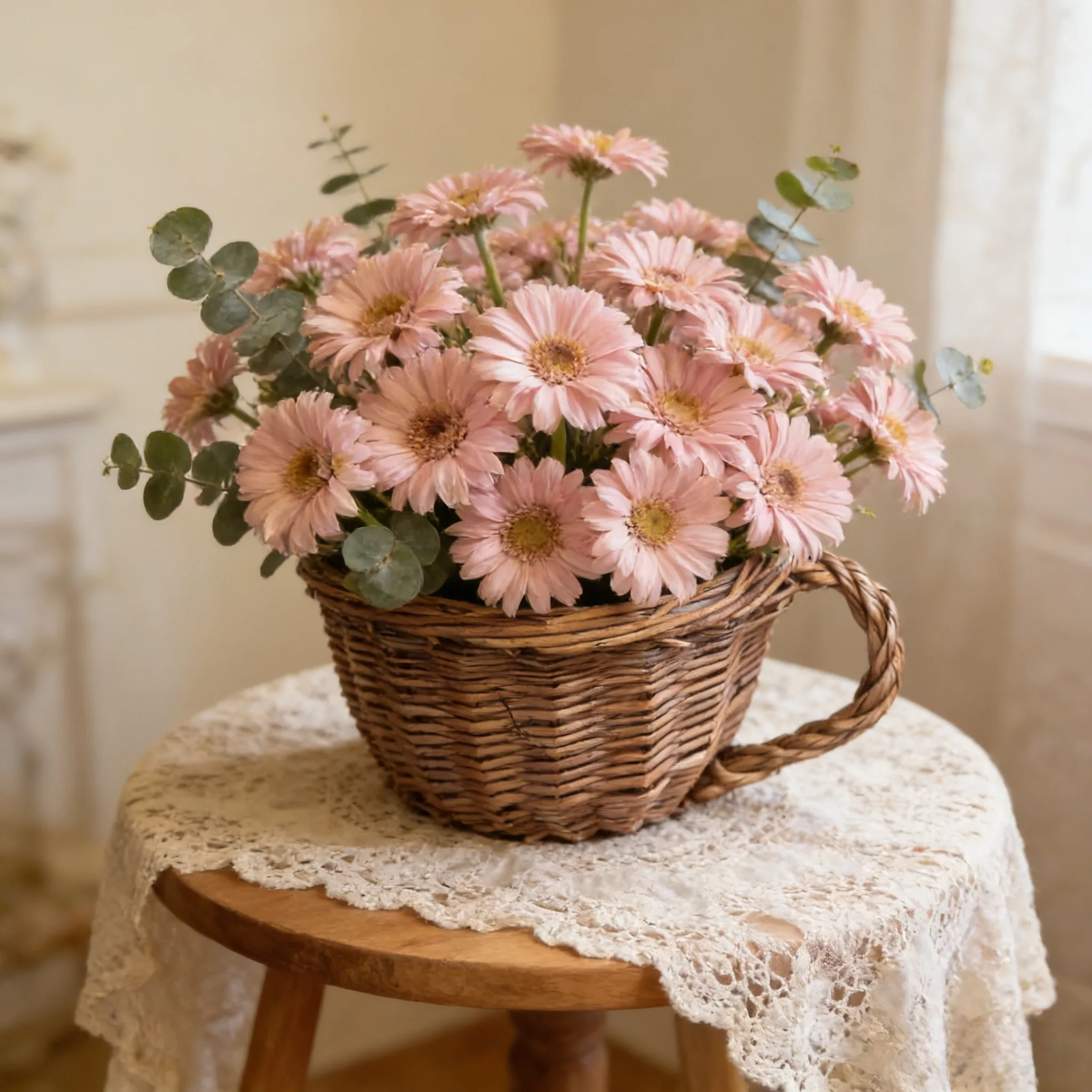 Custom Cup Shape Wicker Flower Basket  Size, Structure, Logo & Design Made to Order 1