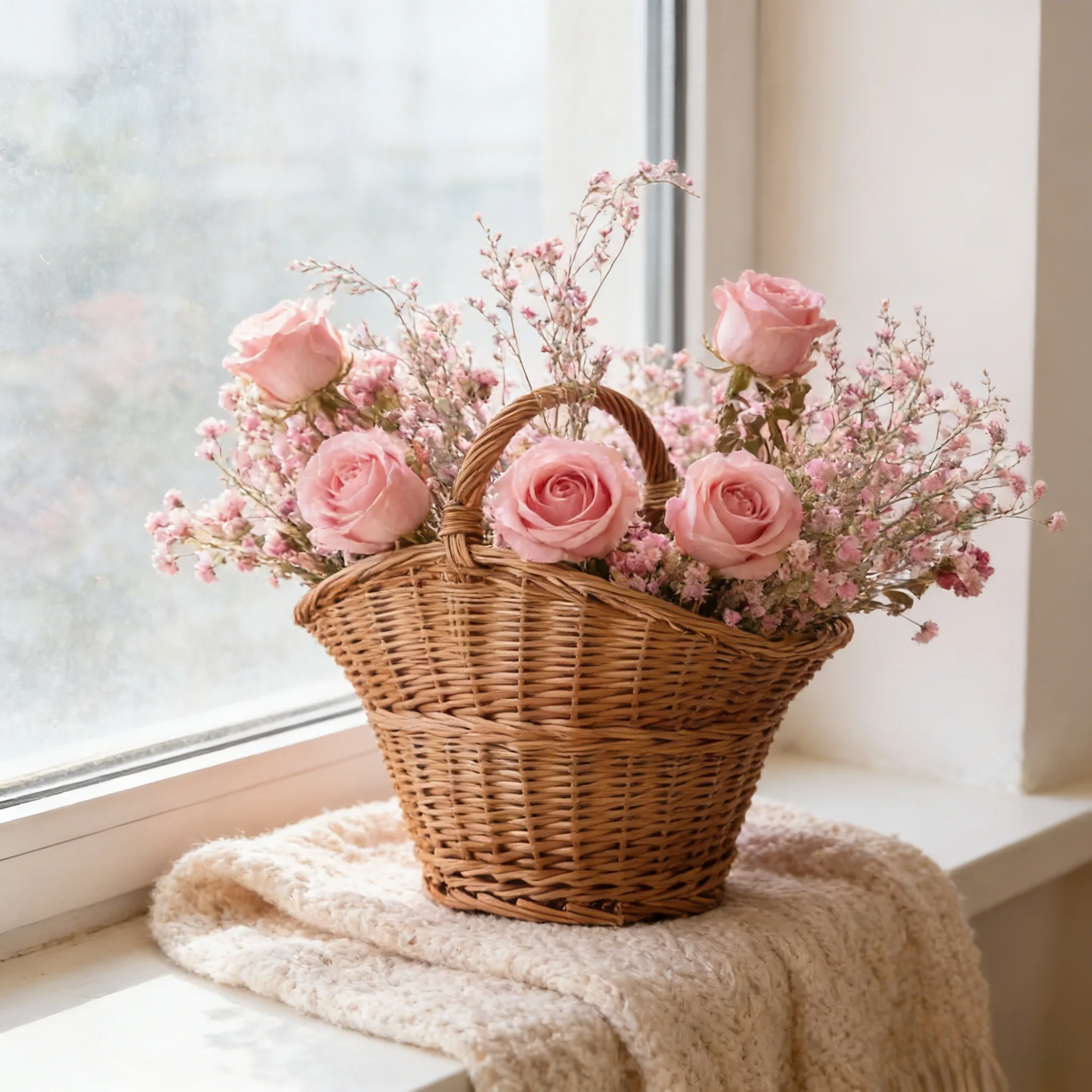 Individuell gestalteter Fächerblumenkorb aus Weide – Größe und Form nach Maß 1