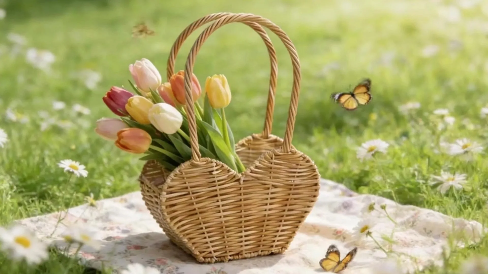 Custom Heart-Shaped Wicker Hand Basket with Handle for Gifts, Food & Decor 1