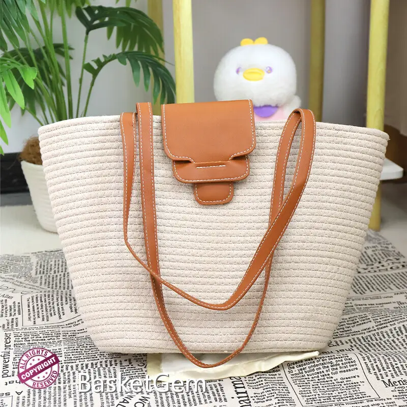 Crochet Cotton Tote Bag by BasketGem-5 1