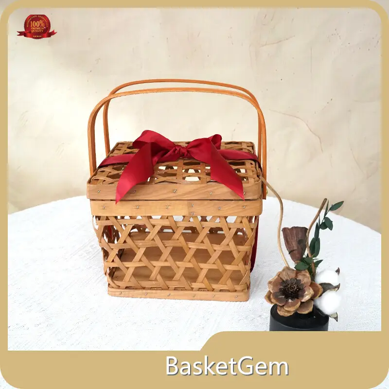 Wicker Basket with Wood Handles by BasketGem-1 1