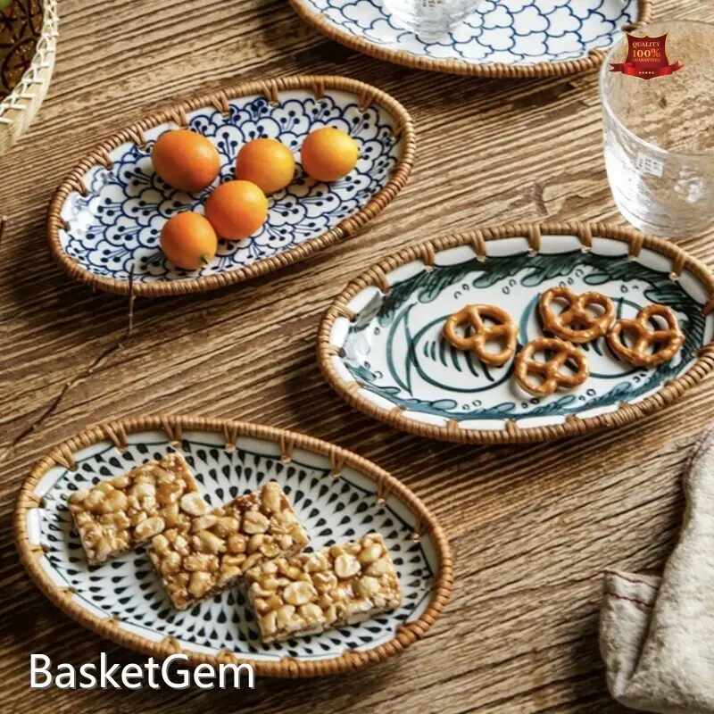 Round Rattan Tray by BasketGem 1