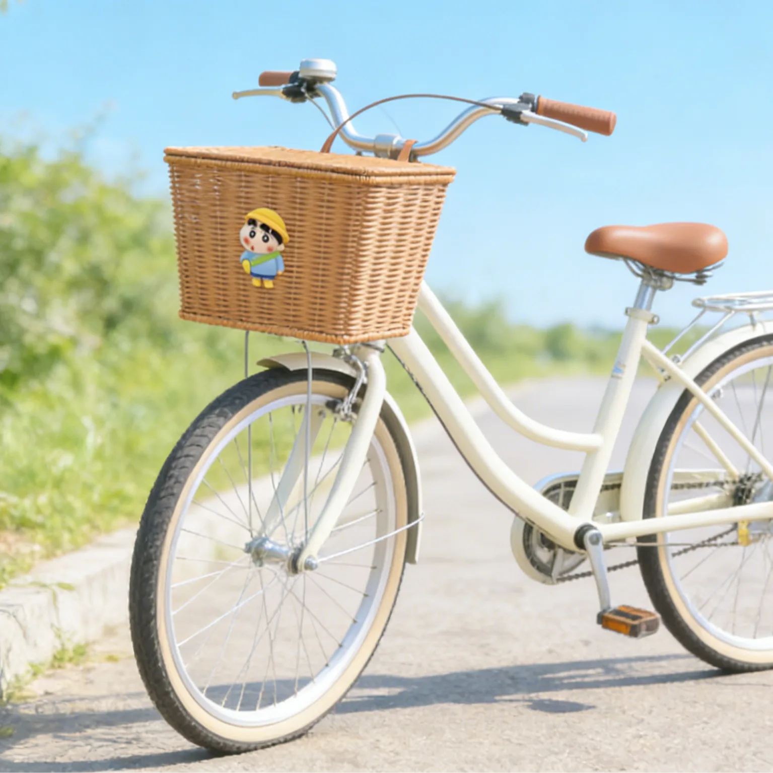 Dust-Proof Lidded Willow Bike Basket – Handcrafted, Color-Custom, Perfect for Every Bike Style 1