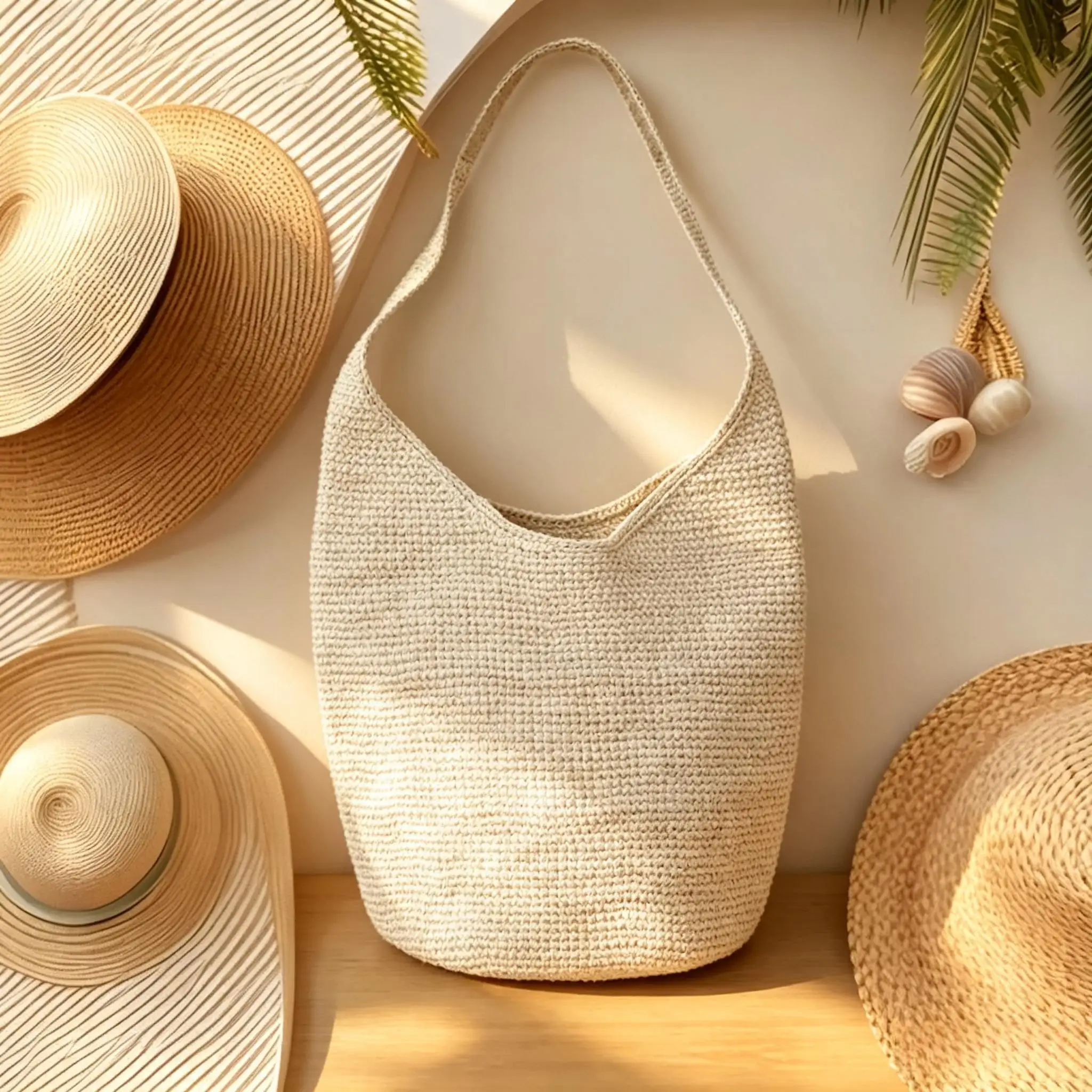 Basketgem Handwoven Raffia Bucket Tote Bag Soft Lazy Style Travel Beach Shoulder Bag 1