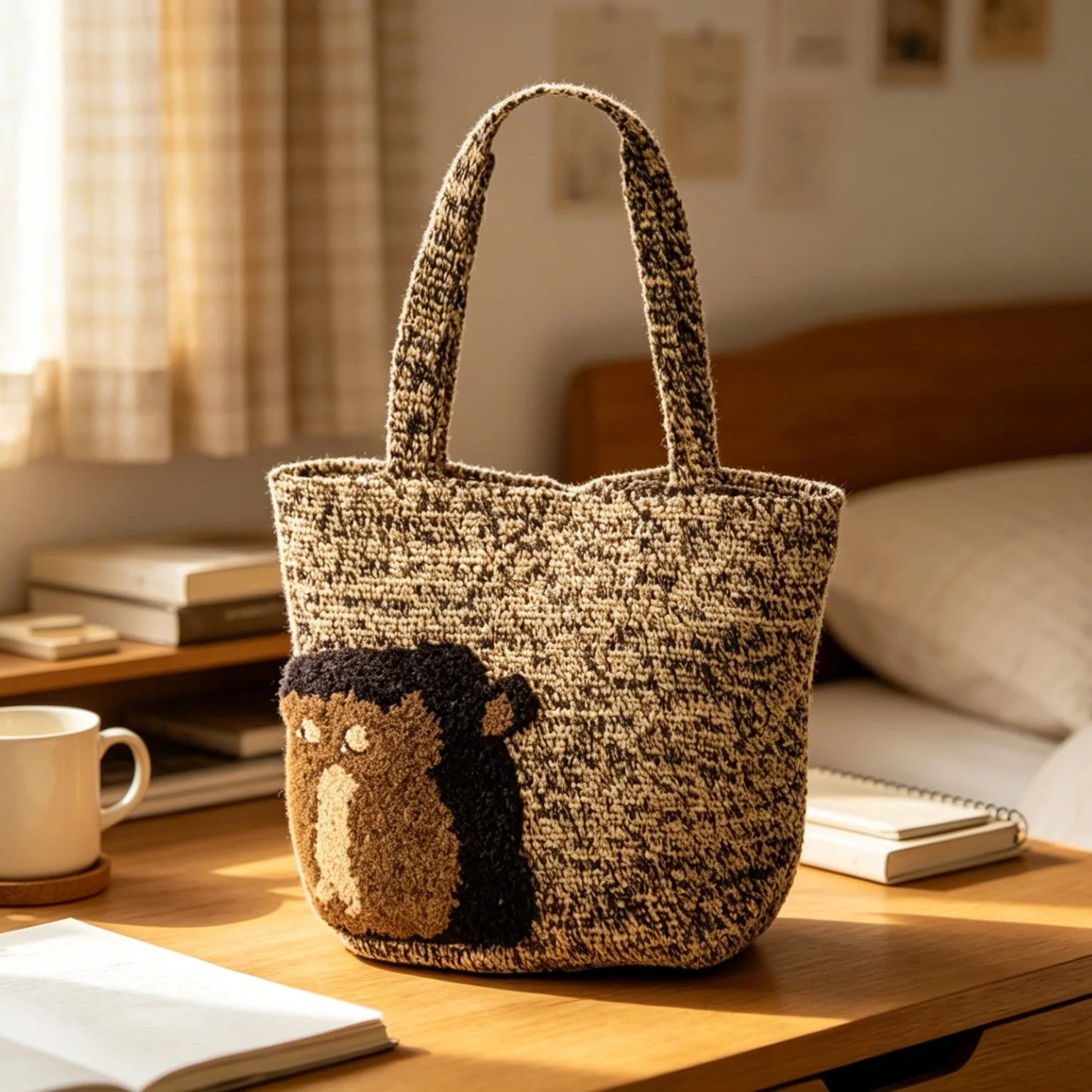 Handwoven Raffia Tote Bag With 3D Gorilla Pattern Fun Casual Shoulder Bag Custom Animal Cartoon Pattern 1