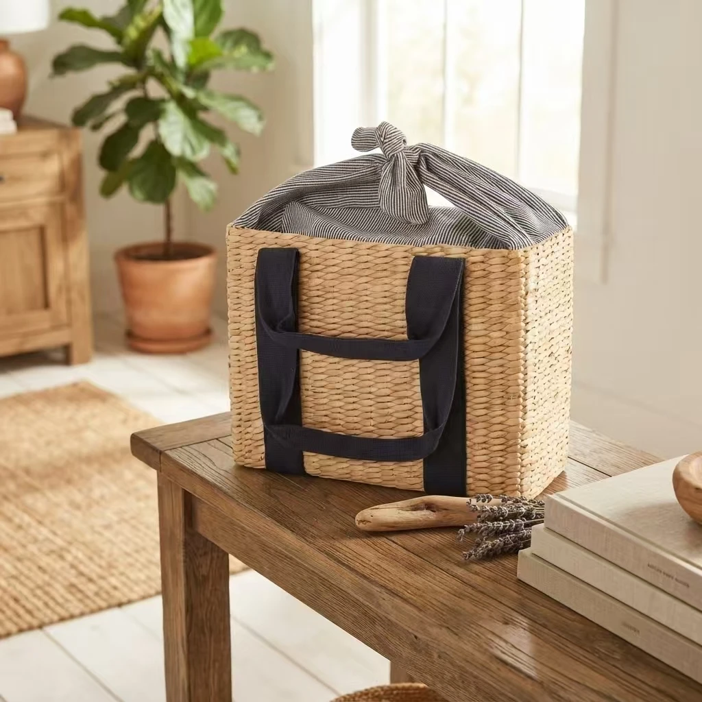Handgeweven picknick- en opbergmand van wilgenhout met vier op maat gemaakte handgrepen | Outdoor boodschappenmand 1